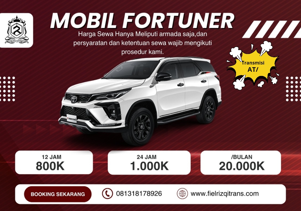 sewa mobil fortuner fiel rizqi trans